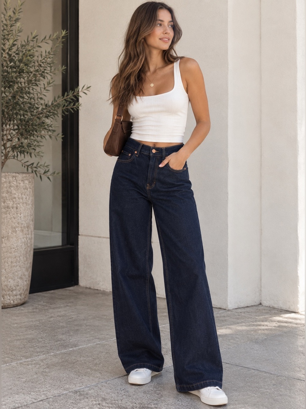 Gap High Rise Stride Wide Leg Jeans Size 28/6 Regular Dark Wash